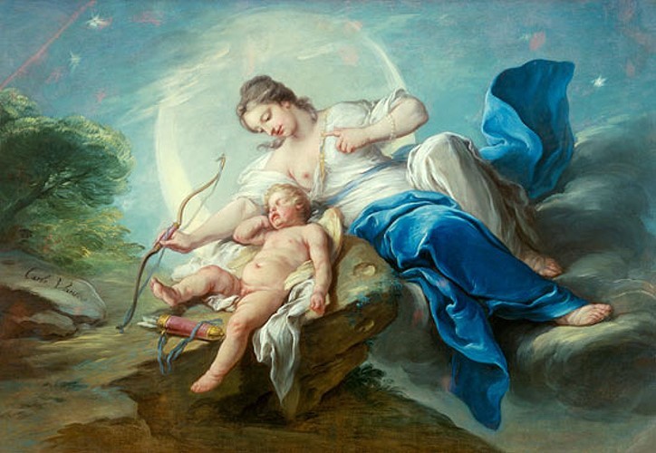 Charles-Amédée-Philippe van Loo -  Cupid is disarmed by Diana